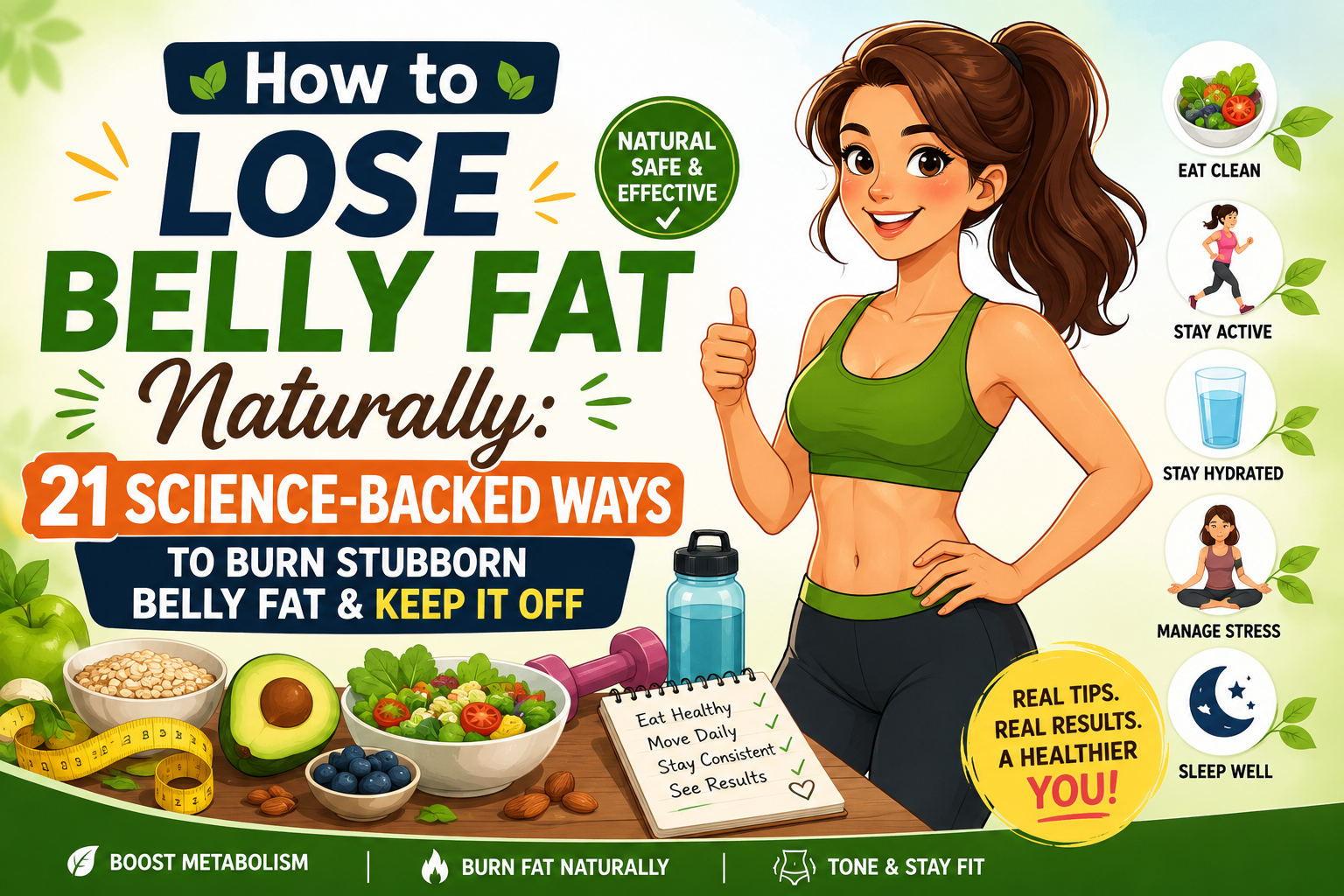 How to Lose Belly Fat Naturally: 21 Science-Backed Ways to Burn Stubborn Belly Fat & Keep It Off"