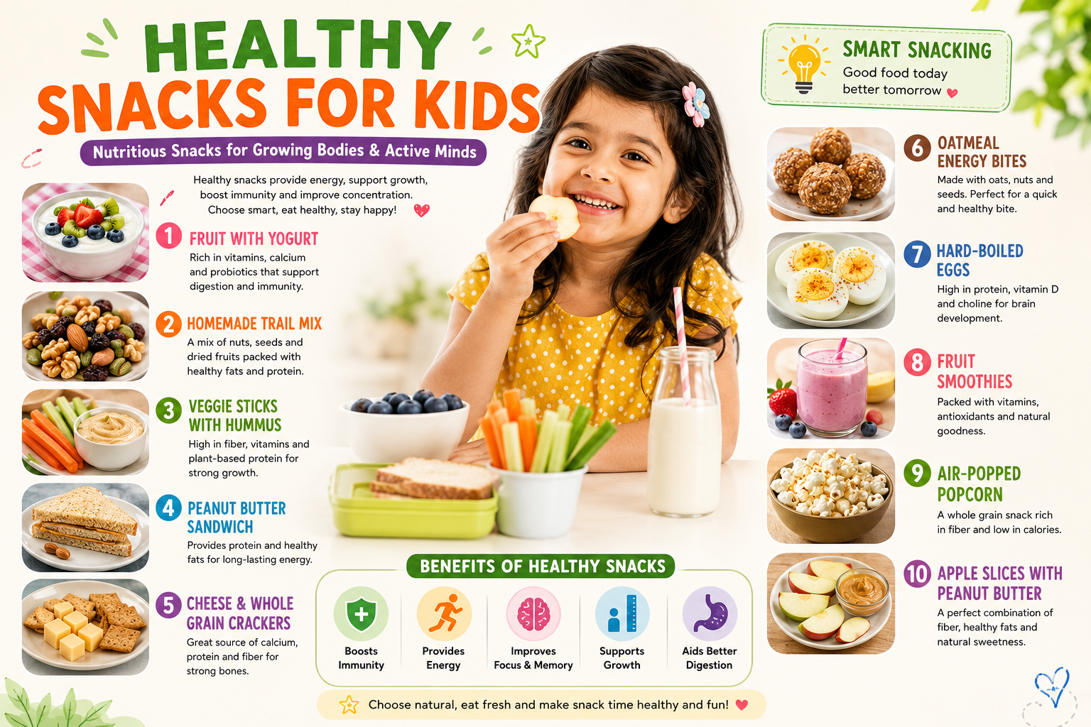 Healthy Snacks for Kids | 10 Easy & Nutritious Snack Ideas for Children